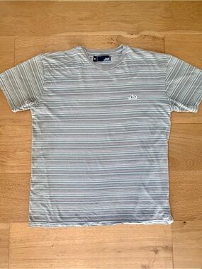 Lost Multi Stripe Tee Pastel Surf Skate Striped Crew Neck Grey XL Y2K California